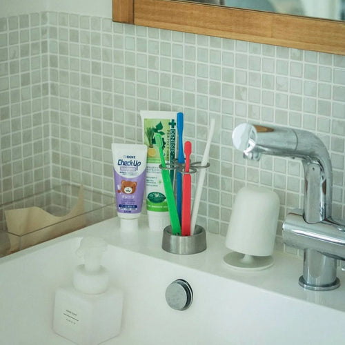 304 Stainless Steel Countertop Toothbrush Stand - Retro Bathroom Organizer